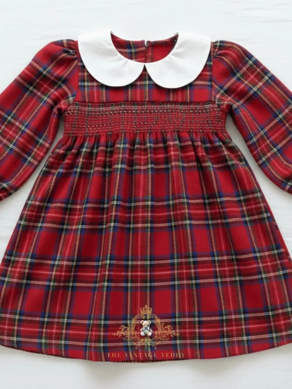 NWT Pretty Girls Smocked Long Sleeve Dress Kids Holiday Outfits Red Plaid 3T